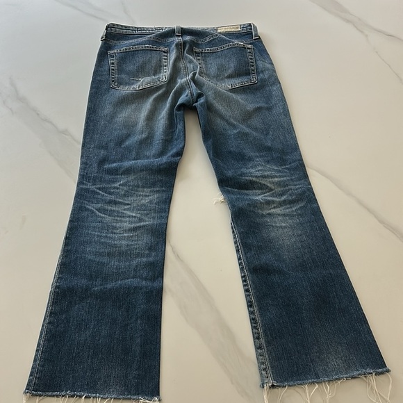 AG the Jodi Crop High Rise Flare Crop Distressed Designer Denim - Picture 3 of 13